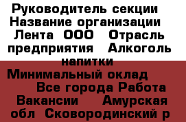 Руководитель секции › Название организации ­ Лента, ООО › Отрасль предприятия ­ Алкоголь, напитки › Минимальный оклад ­ 51 770 - Все города Работа » Вакансии   . Амурская обл.,Сковородинский р-н